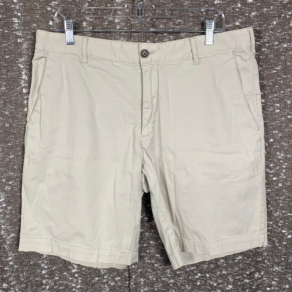 Faherty All Day Shorts Mens 35 Khaki Beige Flat Front Chino 9 Inch Inseam